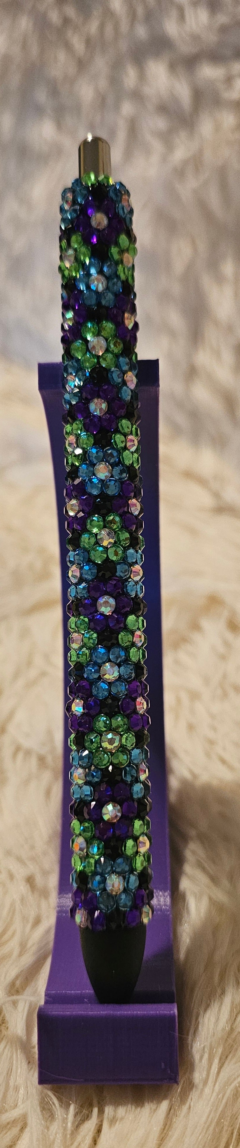 Flowers Purple, Light Green and Blue rhinestones