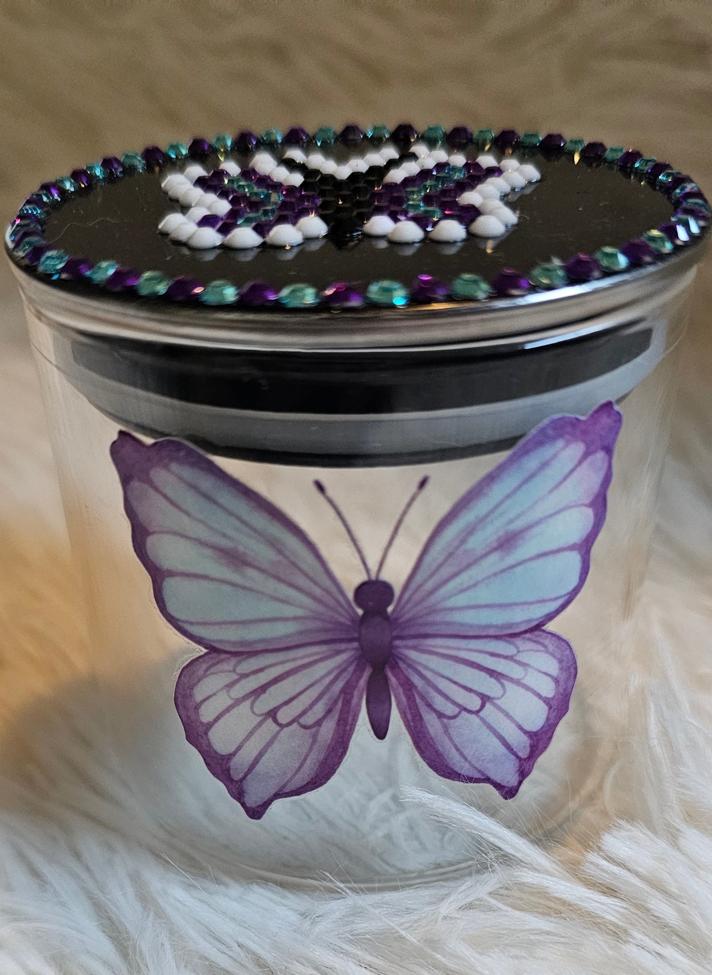 4oz stash jar - Purple Butterfly