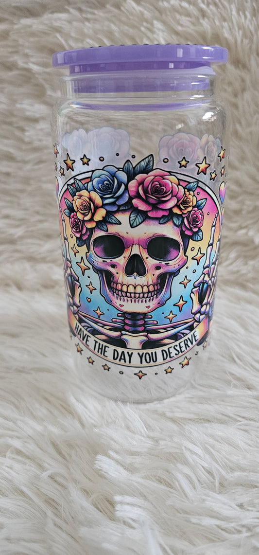 16oz Glass Tumbler - Skull