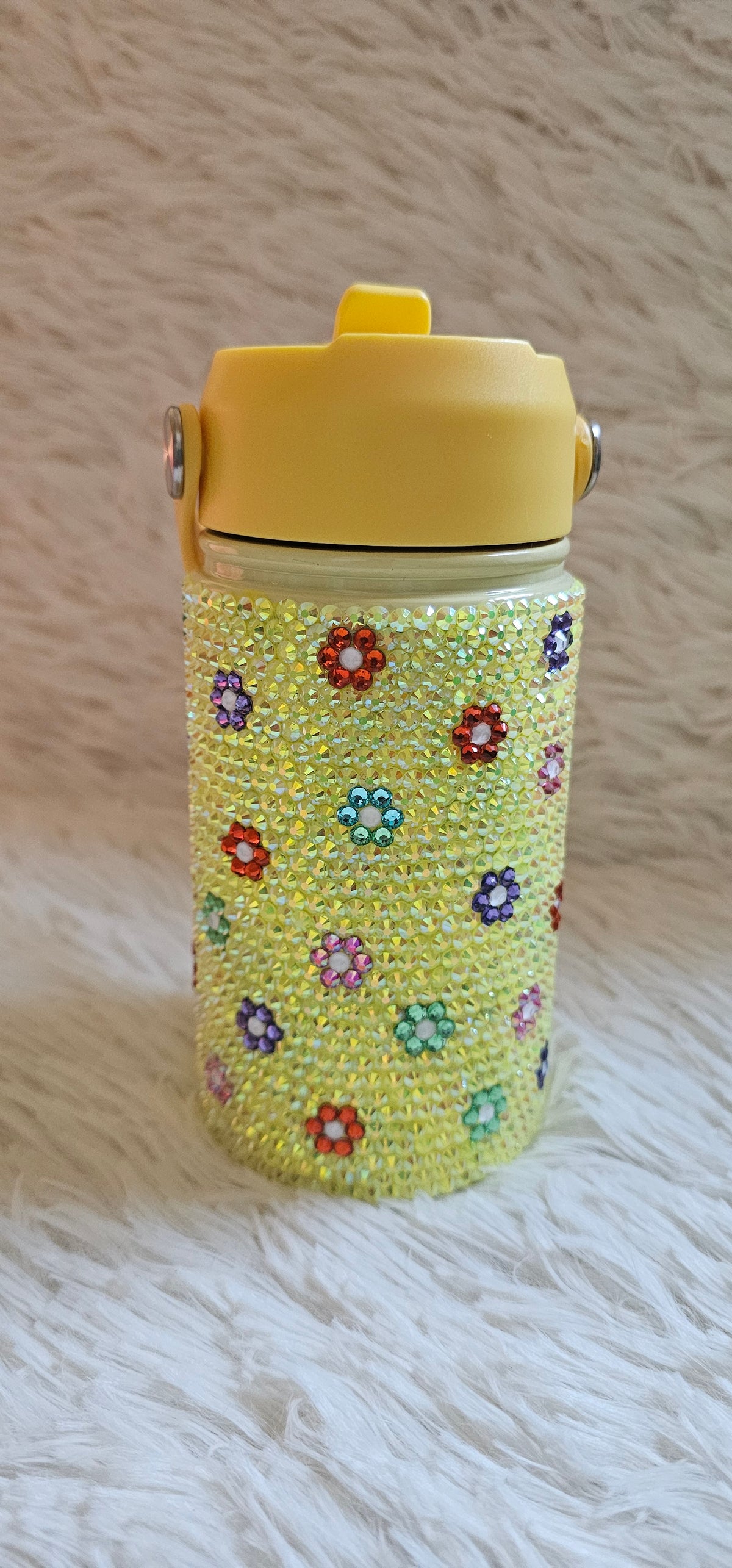 11oz kids tumbler - Yellow with flowers
